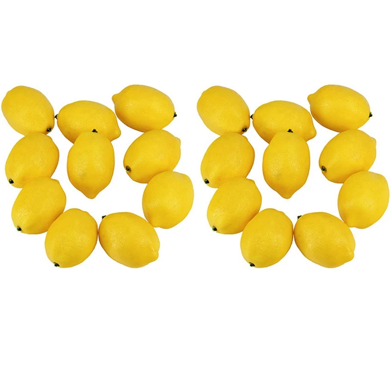 

40 Pcs Artificial Lemons Fake Lemons Faux Lemons Fruits In Yellow 3 Inch Long X 2 Inch Wide