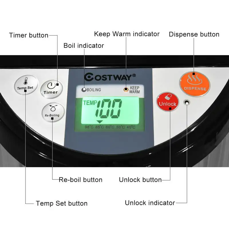 

Fashionable LCD Water Boiler and Warmer Hot Pot Kettle - Super Hot Water Dispenser for Your Convenience.
