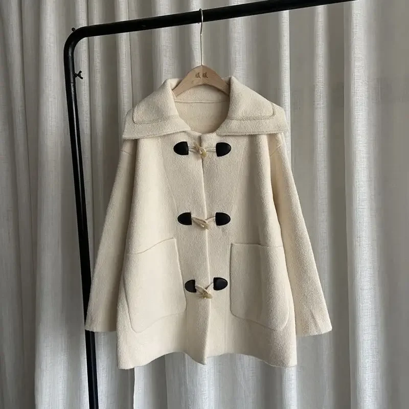 Винтажная шерстяная куртка с лацканами в стиле преппи для женщин утепленное