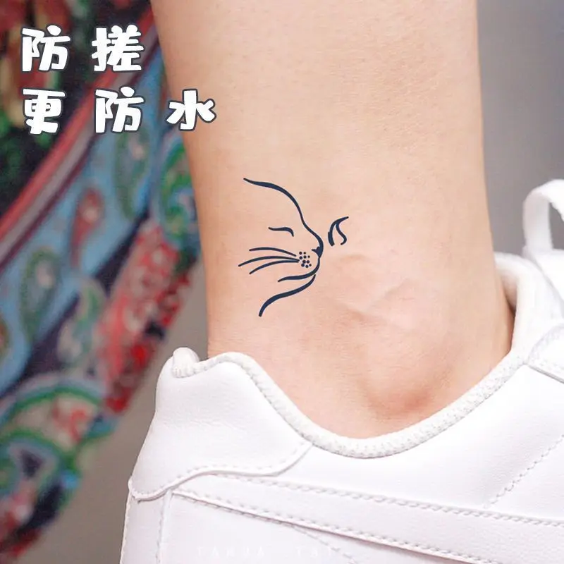

Minimalism Tattoo Stickers Men's Temporary Art Cat Tattoos Waterproof Line Tatto Fake Cute Lasting Herb Juice Body Beauty Health