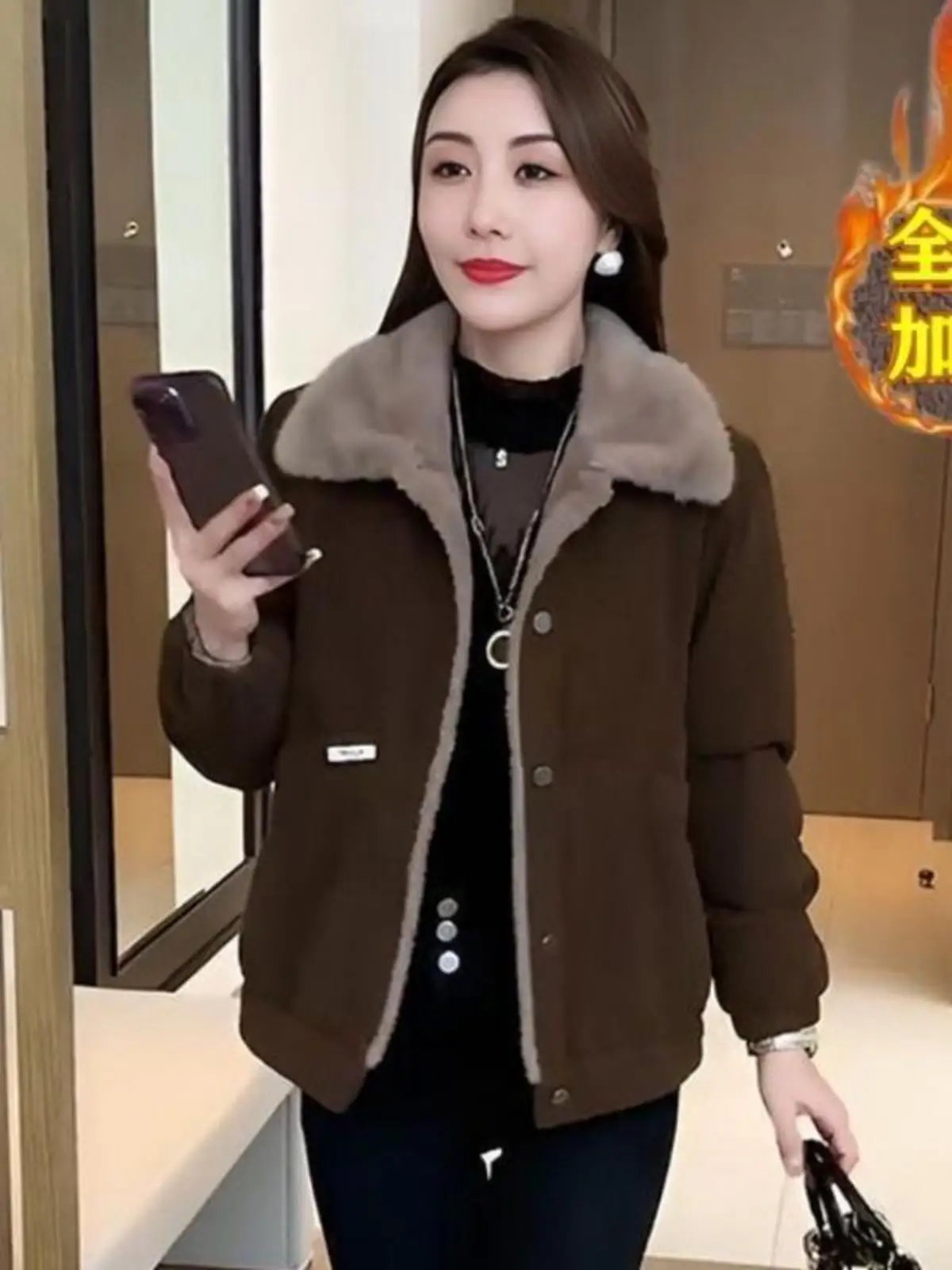 Small Fleece-lined Younger Western Sle Women Short 2024 Winter New Versitile Fashion Slimming Thickened Cotton-Padded Coat ...