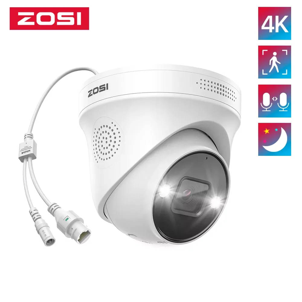 

2023New 4K PoE IP H.265 + 8MP HDR Add-on AI Обнаружение человека 100ft ночное видение IP66 наружное видеонаблюдение