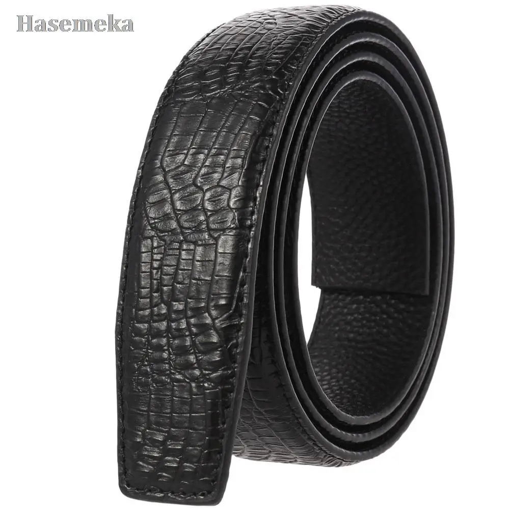 

New Style Ratchet Belt Strap Whitout Buckle Genuine Leather The crocodile grain Strap Designer Head layer cowhide Belt