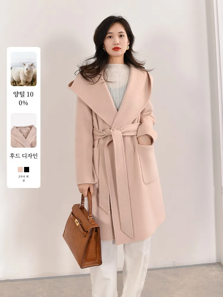 Eknr24 Новое зимнее двустороннее флисовое пончо женское пальто средней длины с