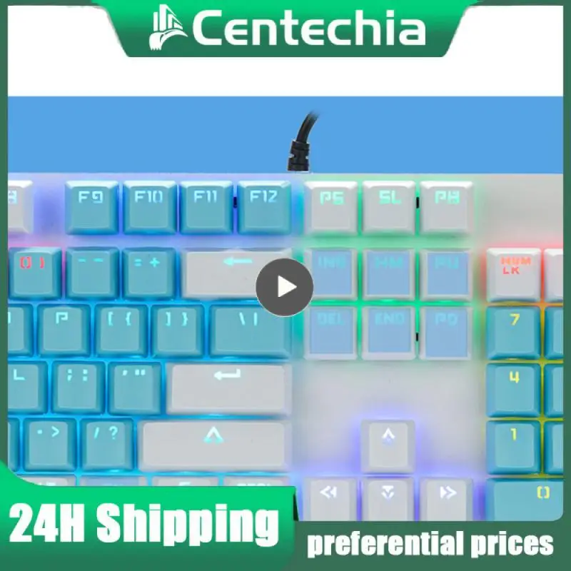 

Abs 104 Key Keyboard Injection Molded Keycaps Keyboard Suspended Button Dustproof Gaming Keyboard Illuminated Keyboard Two-color