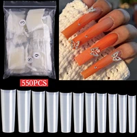 500pcsbox square straight extra long false nails full cover artificial acrylic french false nails beauty salon manicure tools