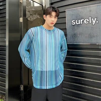 summer thin oversized t shirt men fashion casual o neck striped t shirt men korean loose long sleeved t shirt mens top m xl