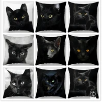 black cat print pillowcase decorative home exquisite car sofa cushion cover festive gift throw pillows accessories ornament case