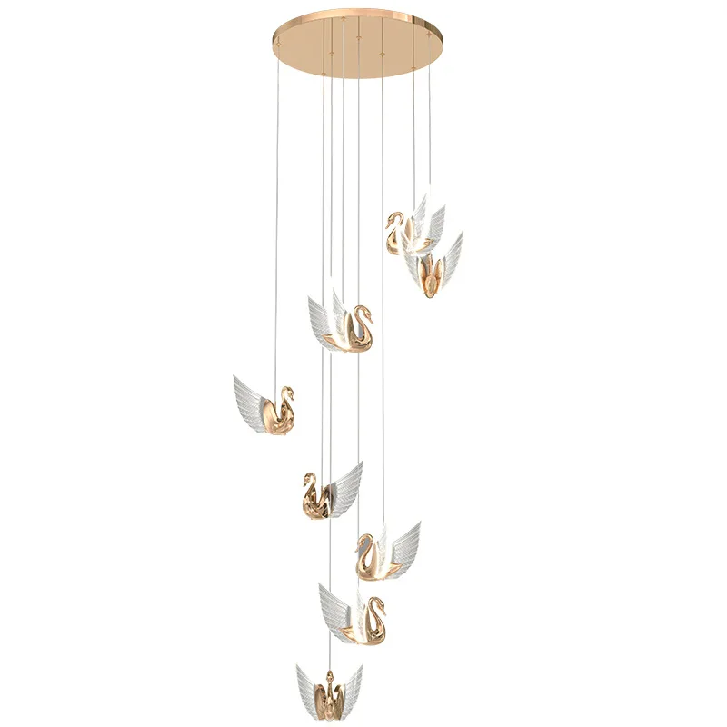 

Creative Swan Home Chandeliers Nordic Staircase Dining Room Bedside Lights Art LED Pendant Light Decoration Chandelier Lighting