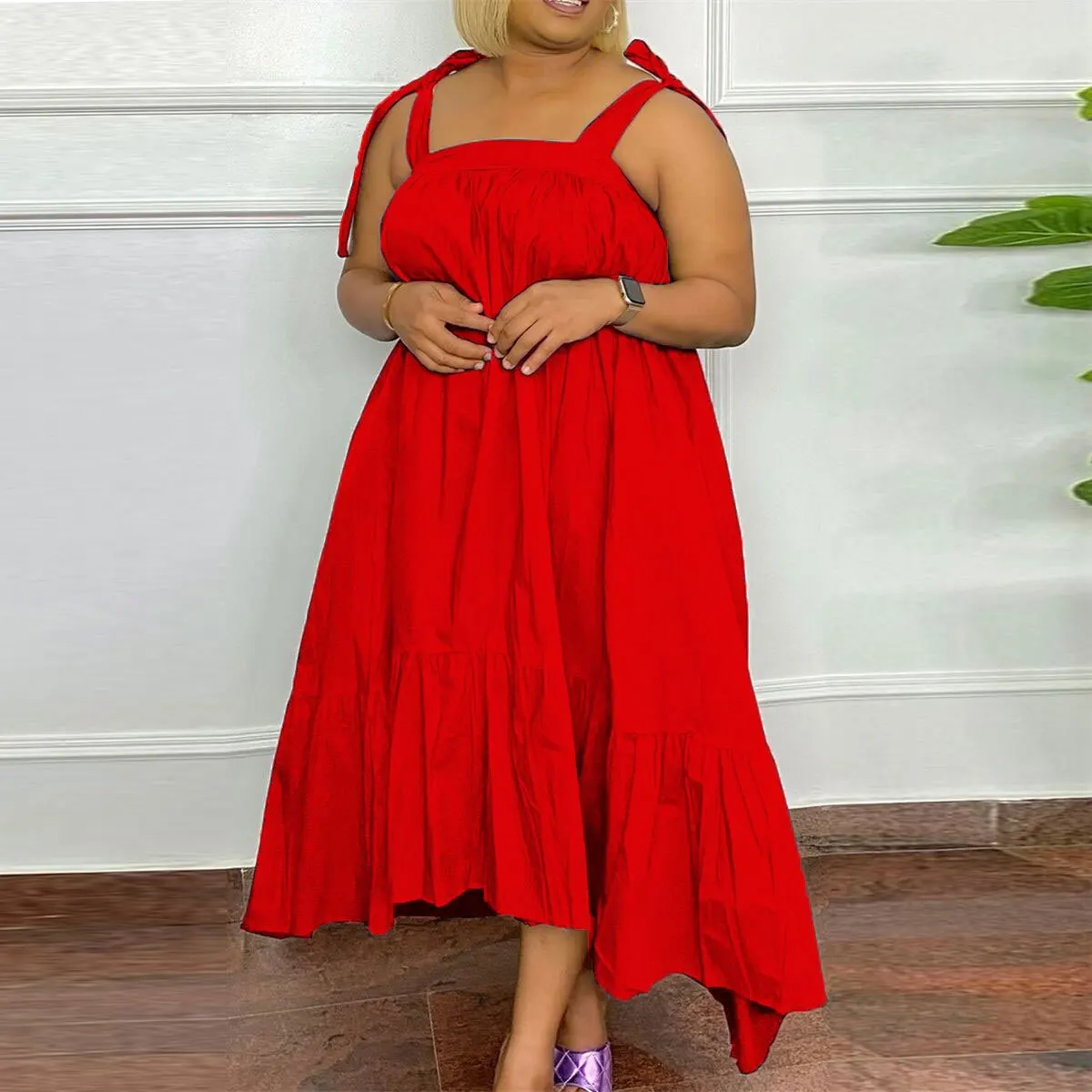 2023 Spring Women Loose Dress Solid Sleeveless Bow Fashion Elegant Outfit Casual Luxury Gown Plus Size Evening Party 5xl Dress