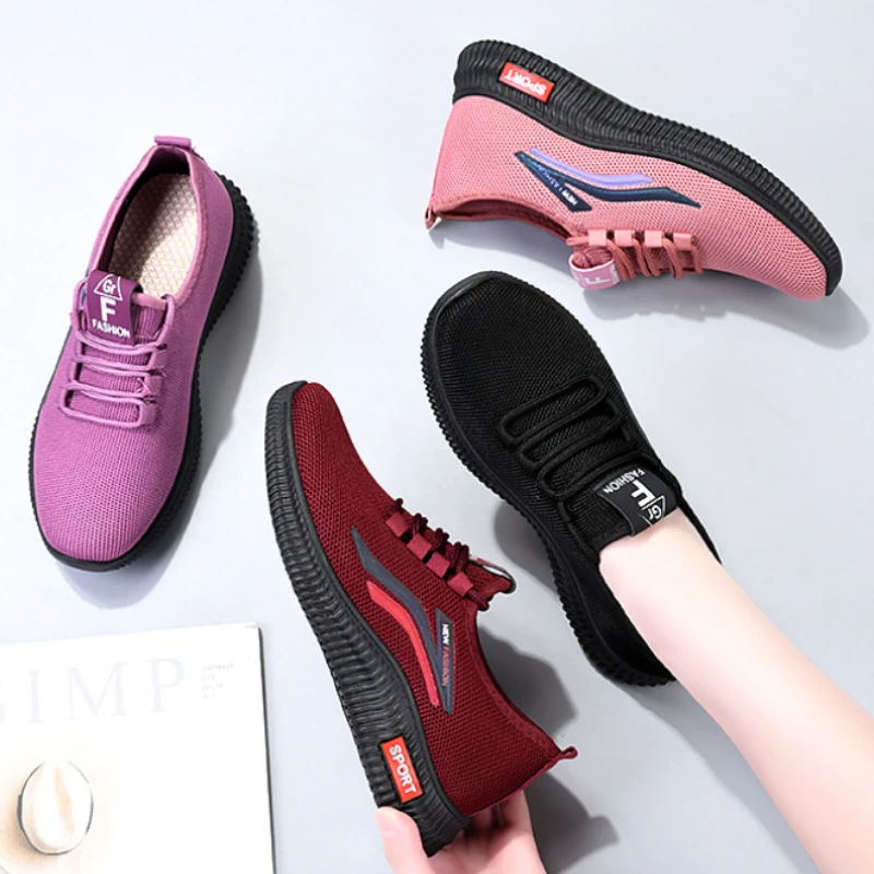 

Women Shoes Soft Sole Breathable Casual Sports 2023 Walking Shoes New Fashion Light Comfortable Woman Flats Female Tennis Shoes