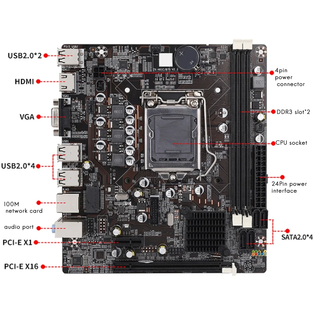 Материнская плата H61 LGA 1155 DDR3 память 16 гб Micro-ATX десктопная материнская для LGA1155 Socket