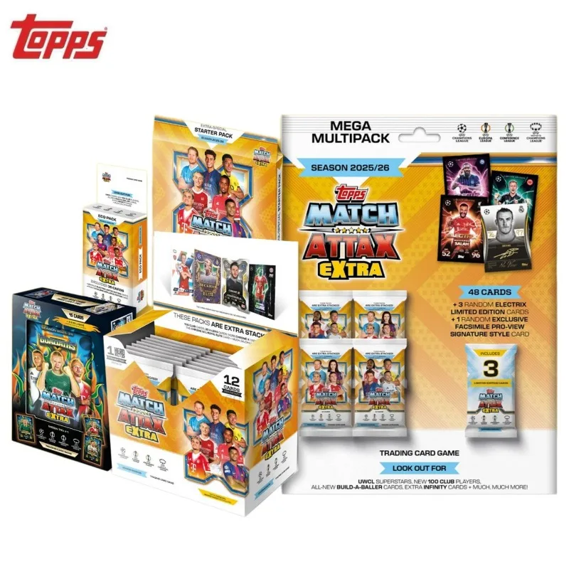 Фото Официальные оригинальные футбольные карточки Topps 2025-26 New Season UCC Match Attax Extra Champions League Series, подарок для фанатов, оригинальная коробка №1