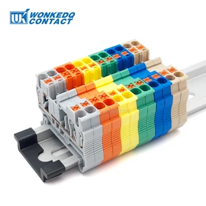 PT2.5 10Pcs Push-In Termin 2.5mm Cable Spring Feed-Through Strip Plug Wire Electrical Connector DIN Rail Terminal Block PT 2.5