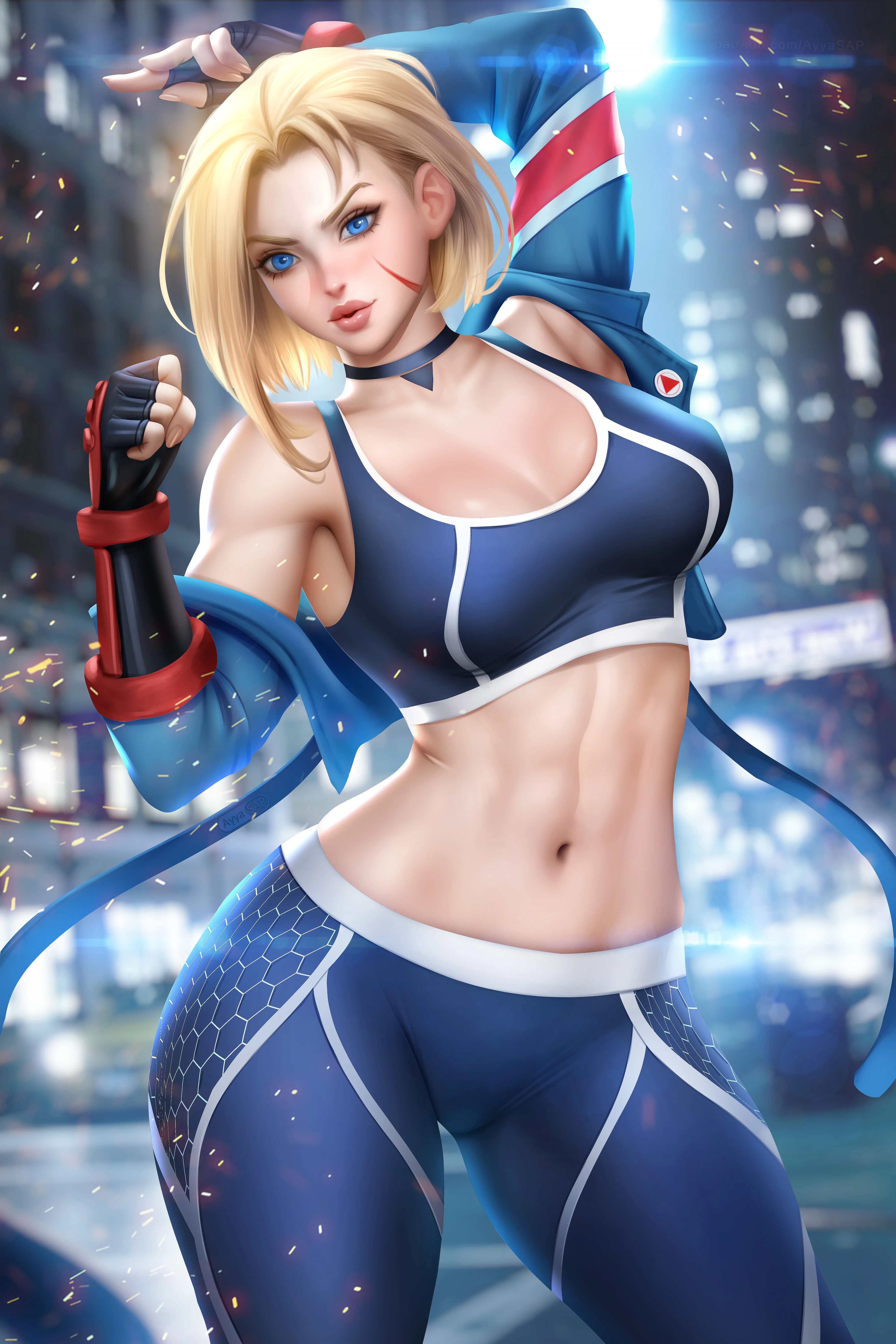 Картина на холсте с изображением уличного истребителя большие груди