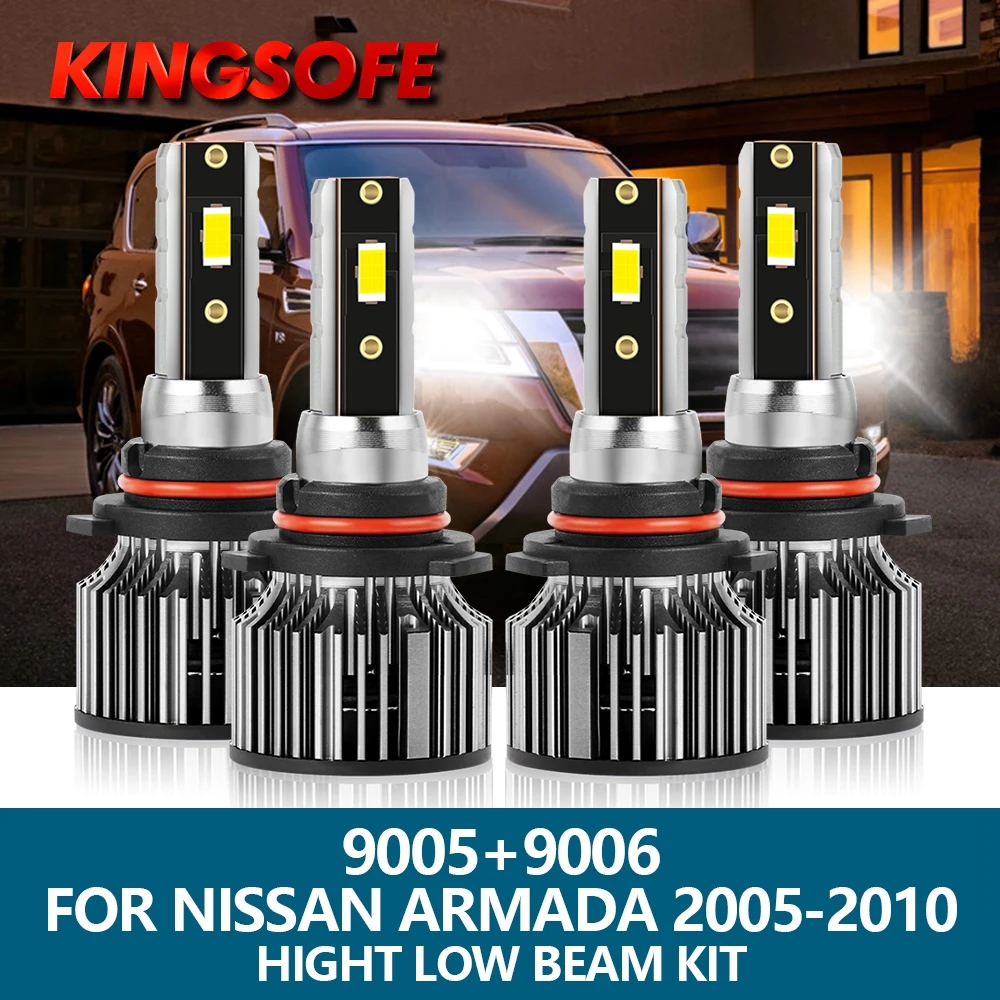 

Автоматная лампа 4Pcs LED фара 9005HB3 9006HB4 2000LM 100W высокая светлая лампочка Nissan Armada 2005 2006 2007 2008 2009 2010