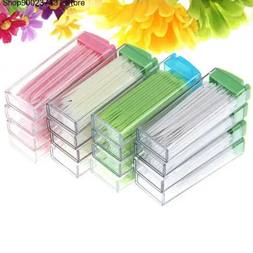 

NEW Portable Plastic Toothpick 50 Pack Boxed Green No Smell Oral Dental Picks