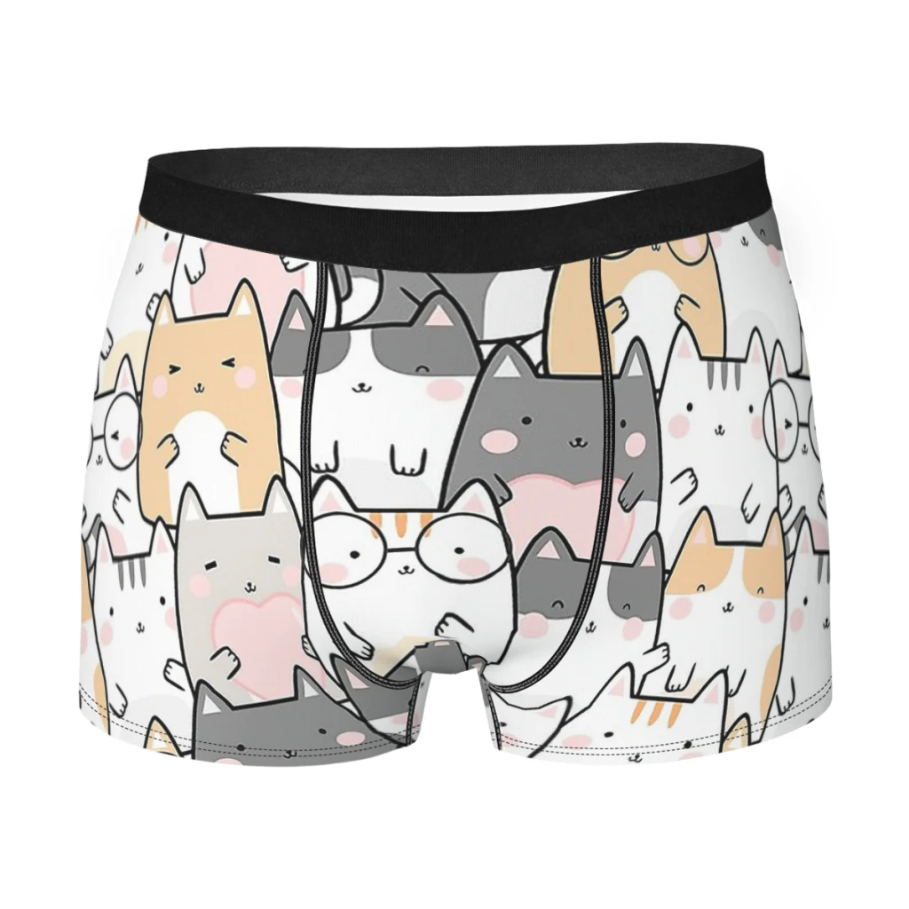 

Suspicious Cats Cute Men Boxer Briefs Animals Breathable Creative Underpants High Quality Print Shorts Gift Idea