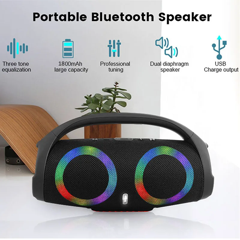 BOOMBOX RGB BT Speaker Waterproof Wireless Stereo Audio Subwoofer Bluetooth Home Theatre System Sound Equipment/Amplifiers