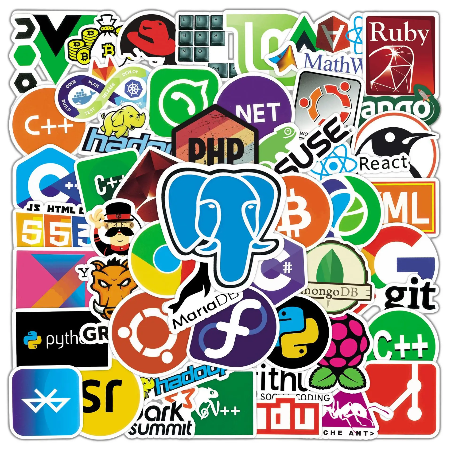 

10/30/50pcs Cool Internet Programming Stickers Java php Docker Geek Html Bitcoin Vinyl Decals Phone Laptop Kids Children Sticker