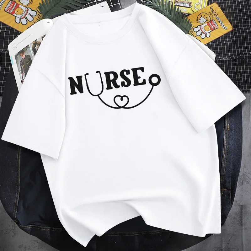 

Женская футболка с принтом стетоскопа для медсестры, летняя женская футболка с коротким рукавом и графическим принтом в стиле Харадзюку, то...