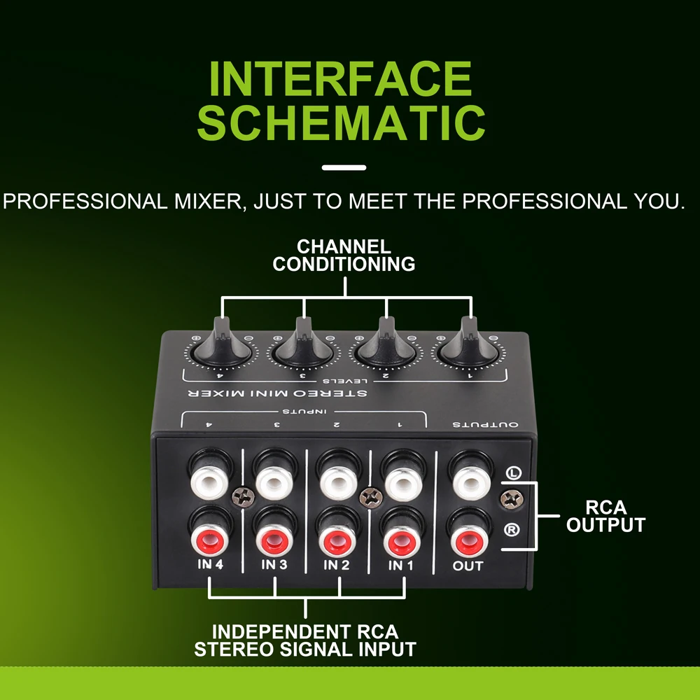 CX400 Мини-аудиомикшер Стерео 4-канальный пассивный микшер Микрофон Многоканальный