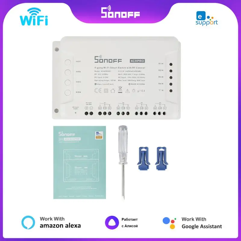 

Sonoff 4CH R3/ 4CH PRO R3 Wi-Fi Smart Switch 4 Gang Module Interlock Inching Control Support EWeLink APP Alexa Google Home Alice