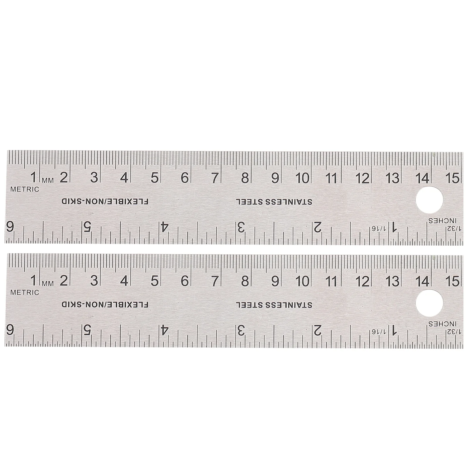

2 Pcs Cork Stainless Steel Ruler Back Rulers Straight Edges Base Scale Wooden Office