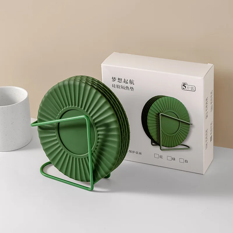 

5pcs Silicone Heat Insulation Mat Home Dining Bowl Pot Mat Dinner Plate High Temperature Resistant Table Coaster Table Decor