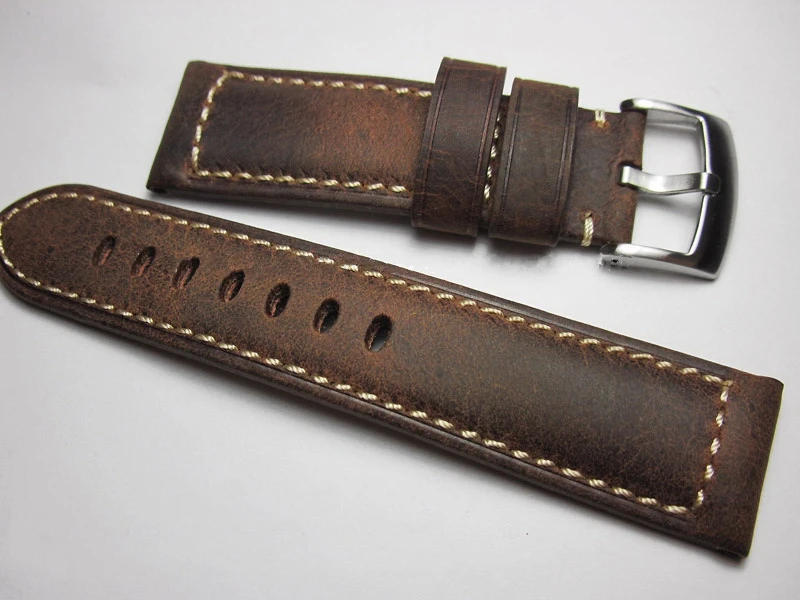 

Thick section 20 21 22 24mm Retro man brand Watch Strap Watchband Genuine Leather Bracelet top quality crack Wristband male Belt