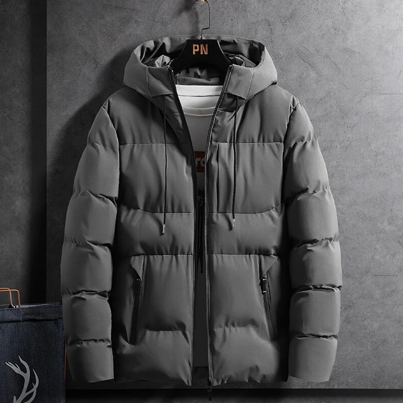 Winter New Men's Thick Coat Cotton Jacket Fashion Autumn and Winter Hooded Warm Coat Short Work Clothes Bread Cotton Coat