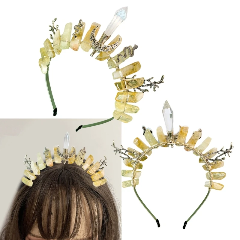 

Повязка на голову из натурального кварца в стиле барокко, весна-лето, свадебная повязка на голову для невесты