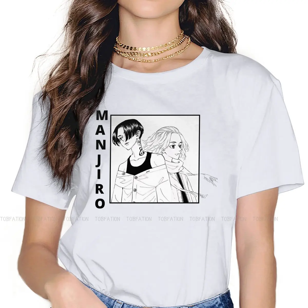 

MANJIRO Women Clothing Tokyo Revengers Hanagaki Takemichi Manga Graphic Print Female Tshirts Vintage Loose Tops Tee Kawaii Girls
