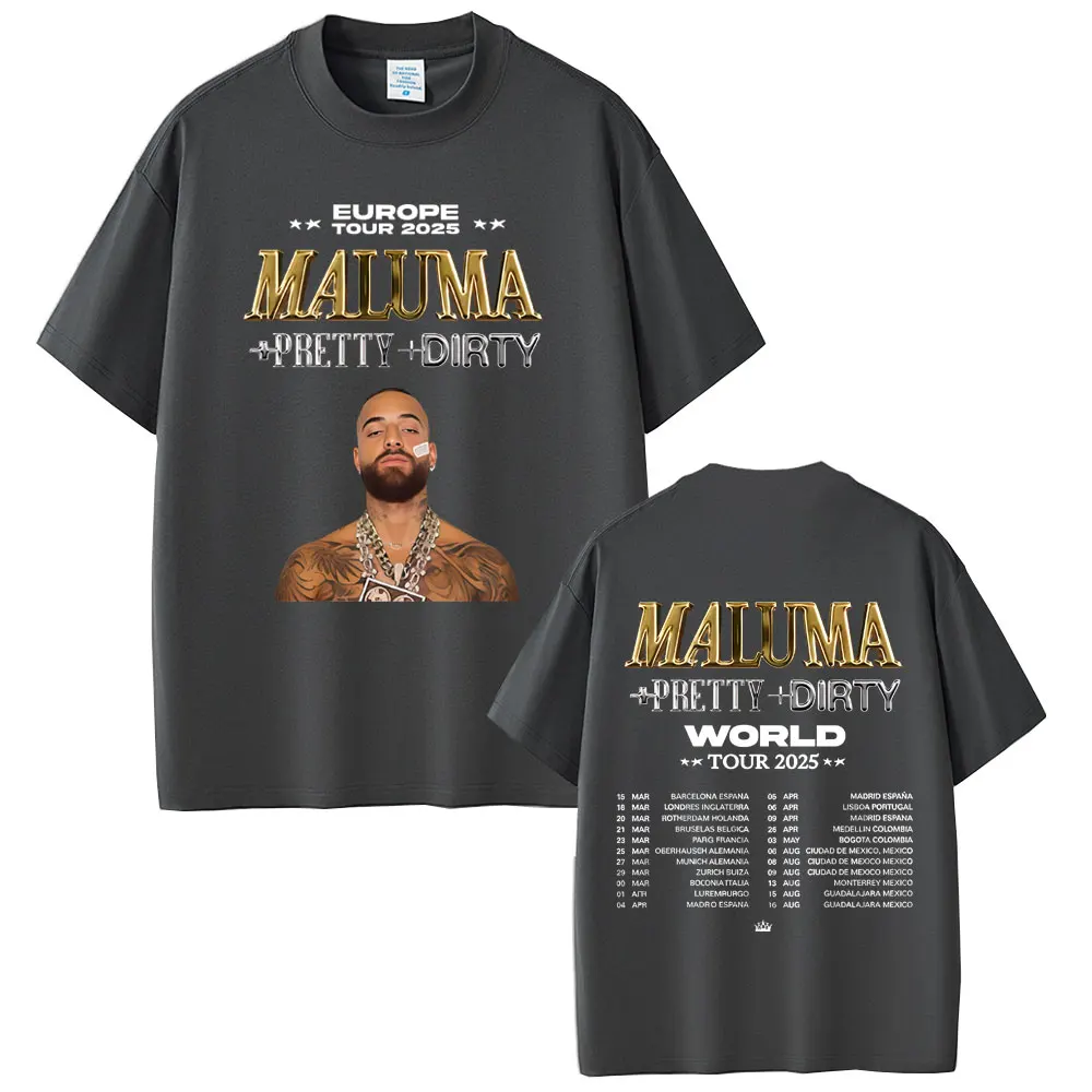 Фото Рэпер Maluma Pretty Dirty Europet Tour 2025 Футболка Мужчины Женщины Хип-Хоп Модная Тенденция Футболка Мужская Негабаритная Футболка С Коротким Рукавом №2