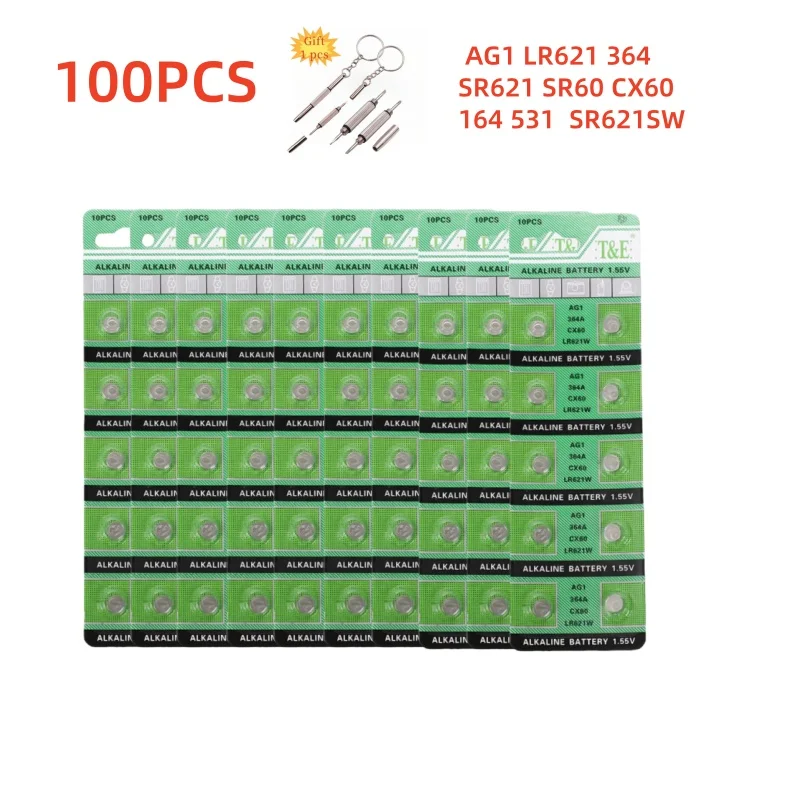 Фото 10-100 шт., батарейки AG1 LR621 364 164 531 SR621 SR621SW SR60 CX60 1,5 в №1
