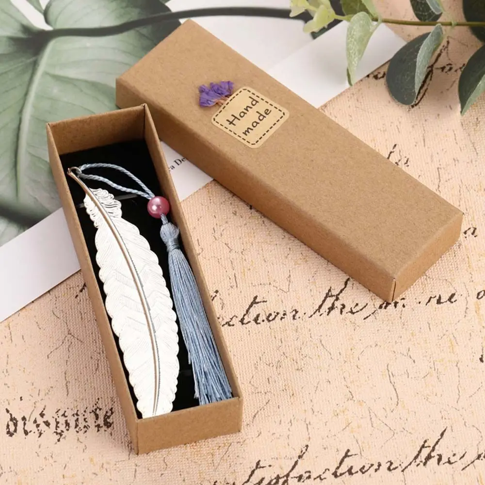 

Page Marker Book Clip Office Accessories Teachers' Day Leaves Tassel Bookmark Appreciation Gifts Feather Metal Bookmark