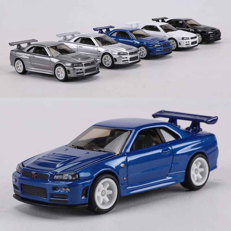 Фото Модель ZZC 1:64 GTR R34: литая под давлением модель автомобиля из сплава, с открывающимся капотом №1