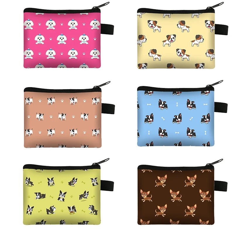 

Kawaii Chihuahua French Bulldog Print Coin Purse Women Wallets Credit Card Earphones Key Money Bag Zipper Mini Storage Bags Gift
