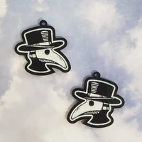 plague doctor earrings double side print 2022 new style
