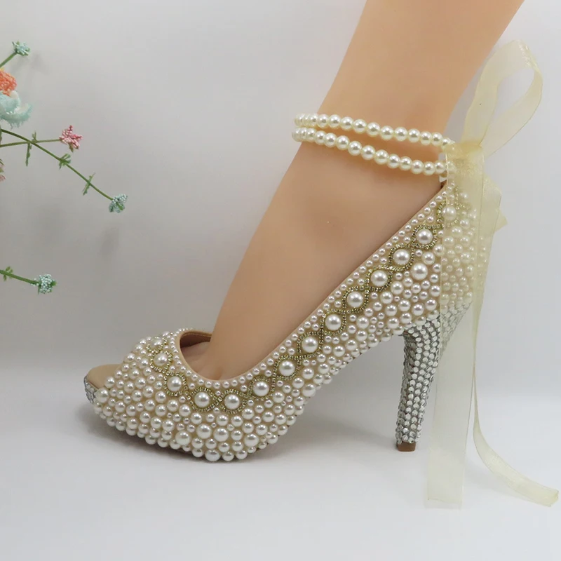 Новое поступление женская свадебная обувь Bao Ya Fang настоящая кожа стелька жемчуг