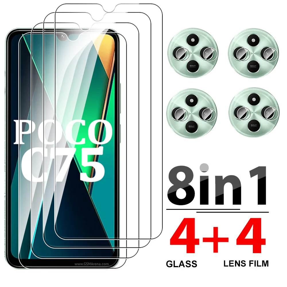 Стекло для Xiaomi Poco C75 C65 закаленное стекло 8 в 1 Защита экрана F6 X6 Pro M6 4G F6Pro пленка