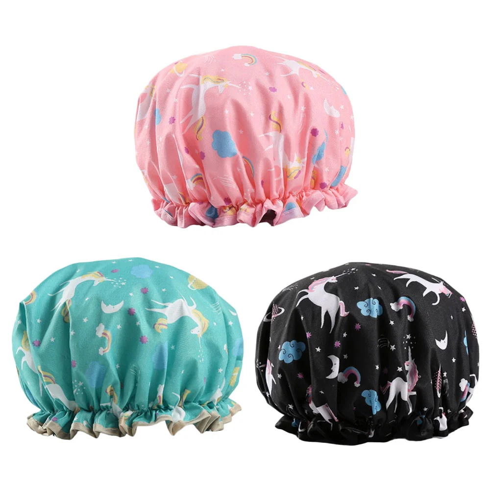 

3Pcs Multifunction Bath Caps Smooth Supple Shower Bonnet Home Long Sleeping Hat
