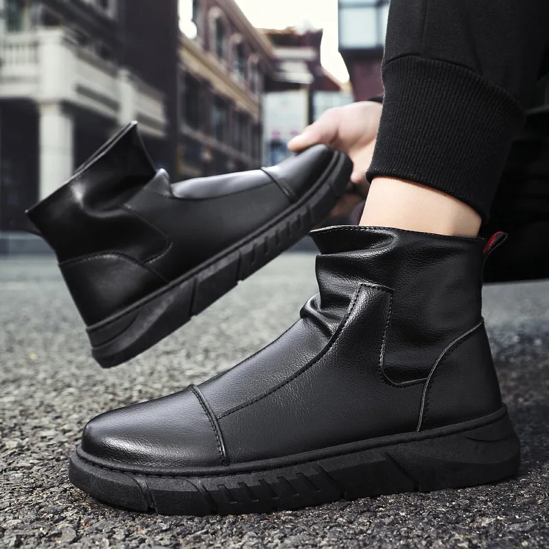 

Couple Boots Men's Boots 8-Eye Leather Unisex Ankle Punk Motorcycle Martins Boots Men Winter Snow Shoes Zapatos Mujer Boots