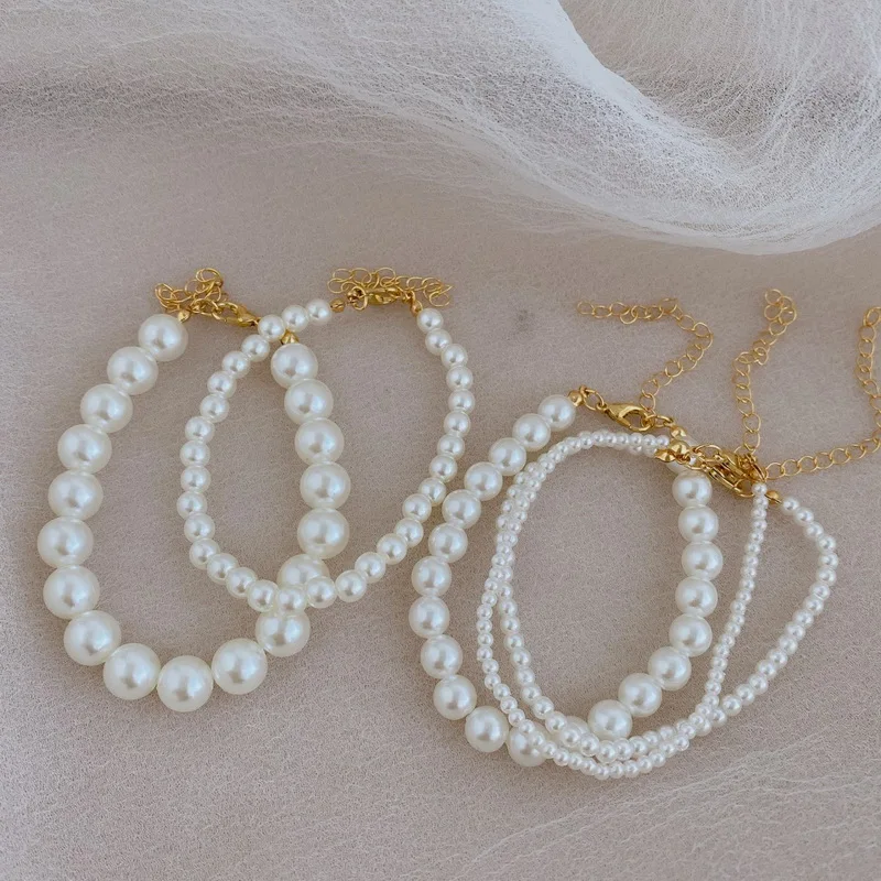

French Vintage Baroque Pearl Bracelet For Women Simple Design Retro Elegant Bracelet Girl Fashion Jewelry Girts