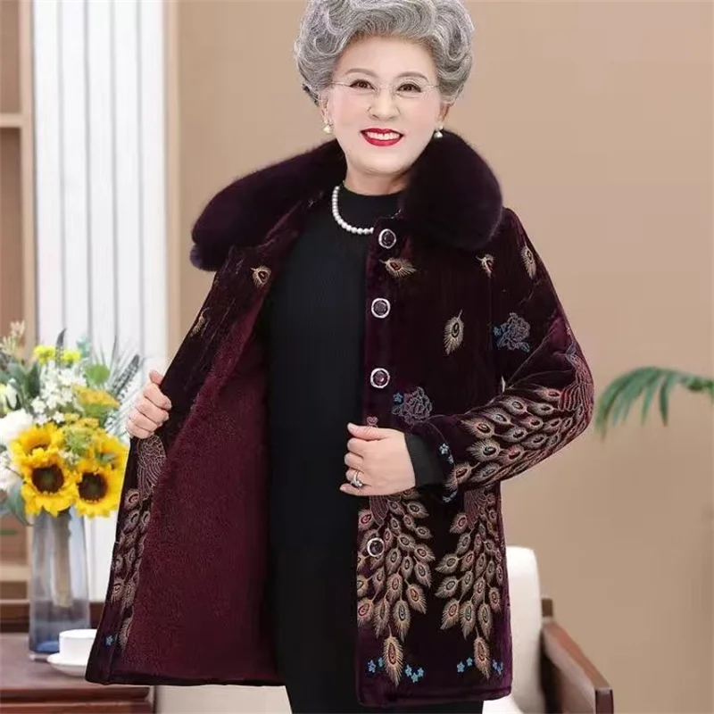 Женская одежда с винтажным принтом плюшевая толстая хлопковая куртка зимнее