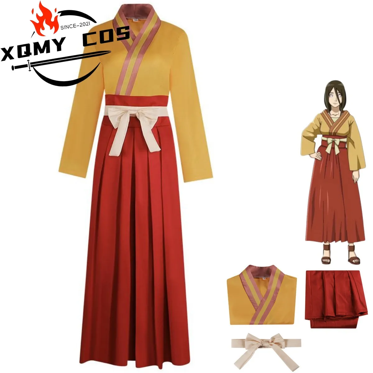 Фото XqAnime Hyuuga Ichizoku Hyuuga Hanabi Косплей Костюм Японское Кимоно Оранжевые Топы Юбка Женщина Kawaii Хэллоуин Рождественский Костюм №1