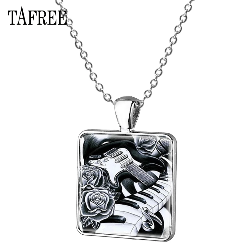 

NEW Hand-Painted Piano Key Square Pendant Necklace Novelty Musical Instruments Statement Necklaces Music Lover Jewelry KB79