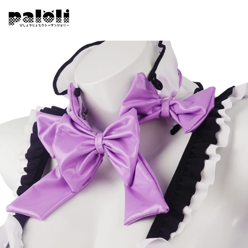 Paloli Lingerie Maid Bra Panty Set Girls Cosplay Cute Costume Three Point Hollow Out PVC Bikini Suit Exotic Anime Outfit 2022NEW |