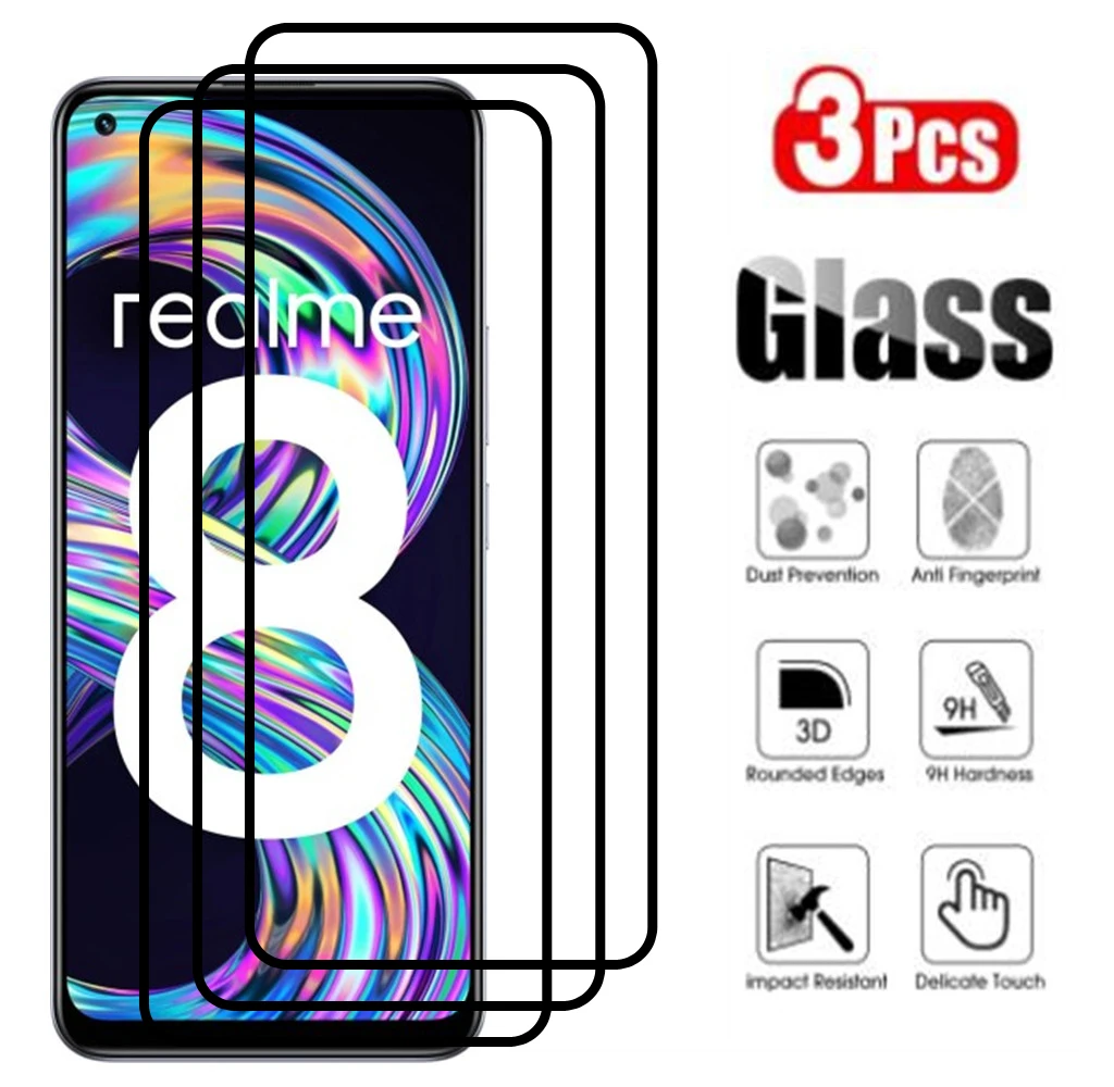 

Закаленное стекло с полным покрытием для Realme 8 8i 8S Pro C11 C20 C20A C21 C21Y C25 C25Y C25S GT Master Edition, Защитная пленка для экрана, 3 шт.