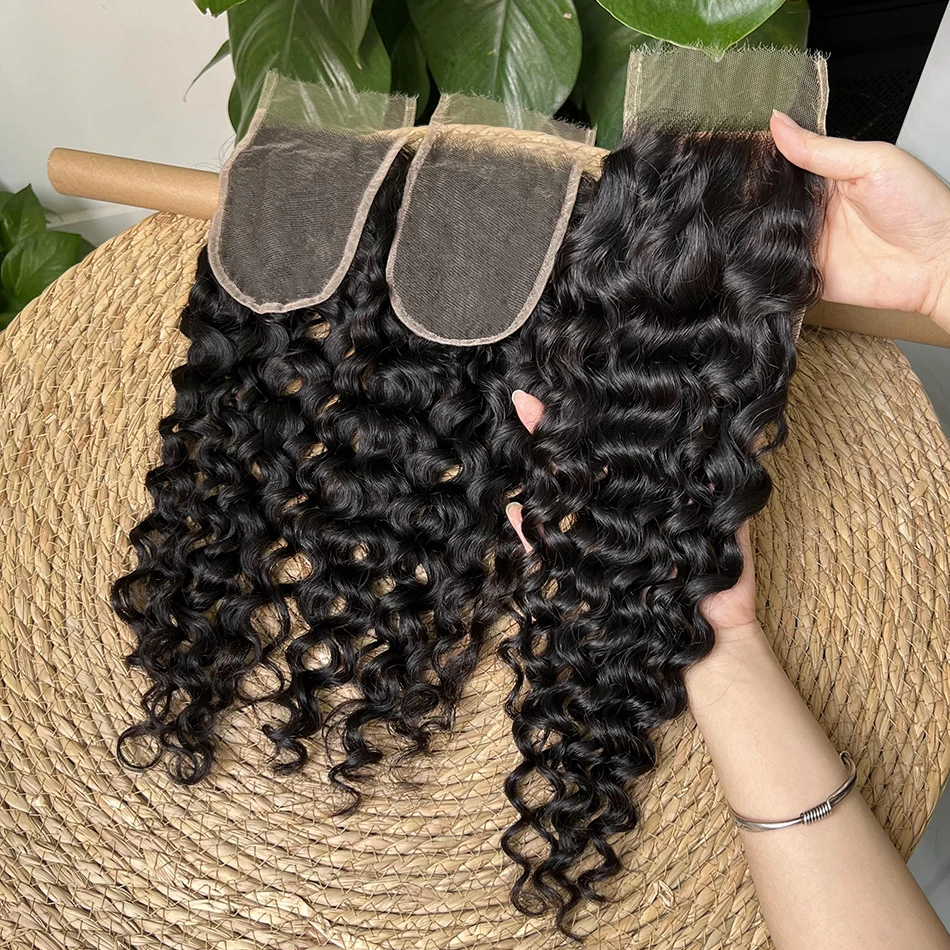 Натуральные волосы Wate Wave 4x6 HD Invisible Lace Closure, предварительно обработанные, с осветленными узлами, на кружевной основе, натуральный черный цвет, 100% натуральные необработанные человеческие волосы. (art.: 3920d7ee5fdce) - 3920d7ee5fdce